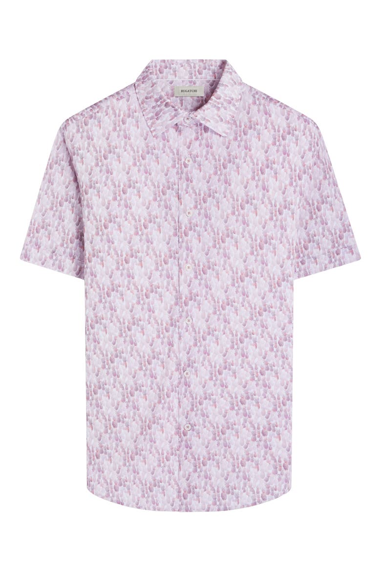 Miles OoohCotton® Pineapple Print Short Sleeve Button-Up Shirt, Alternate, color, BRICK