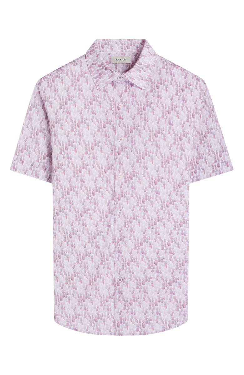 Bugatchi Miles OoohCotton<sup>®</sup> Pineapple Print Short Sleeve Button-Up Shirt, Alternate, color, Brick