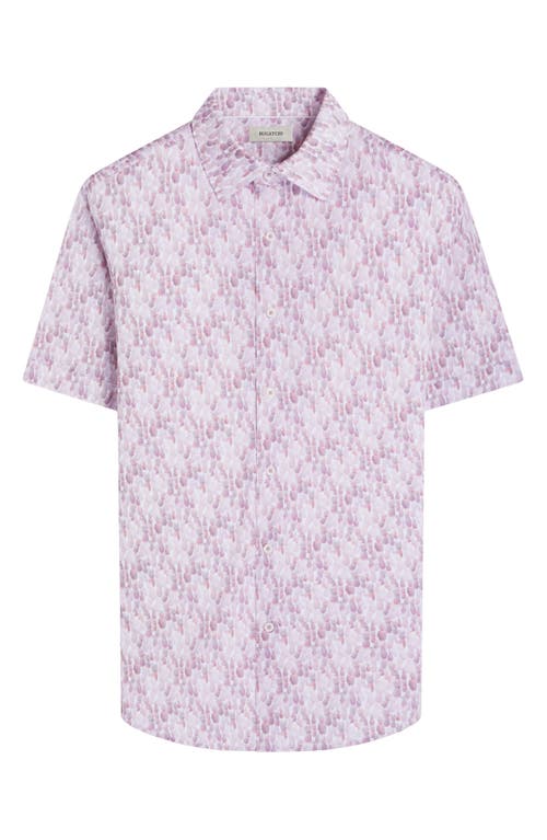 Bugatchi Miles Ooohcotton® Pineapple Print Short Sleeve Button-up Shirt In Brick