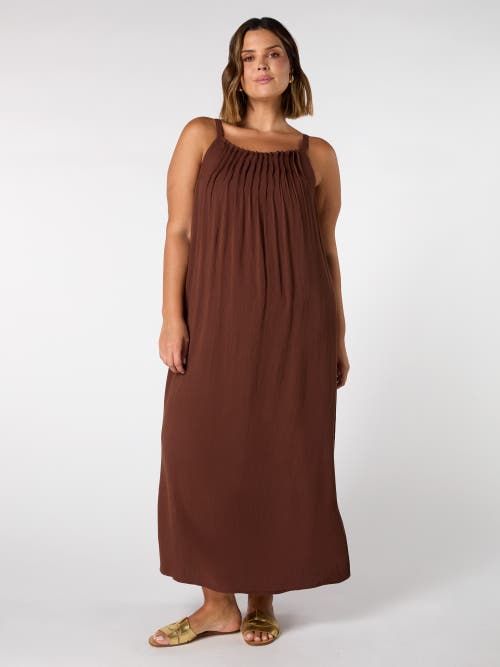 Live Unlimited Crinkle Strappy Dress In Brown