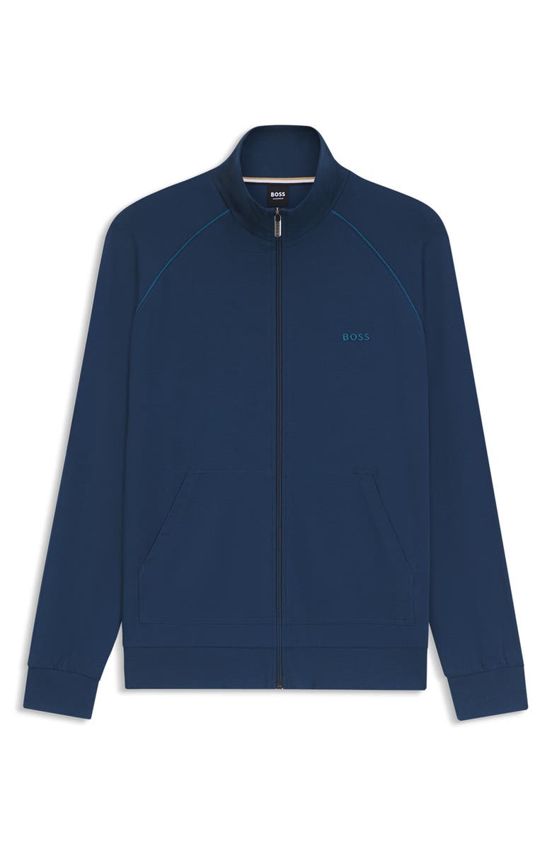 BOSS Mix Match Stretch Cotton Lounge Jacket, Alternate, color, Open Blue