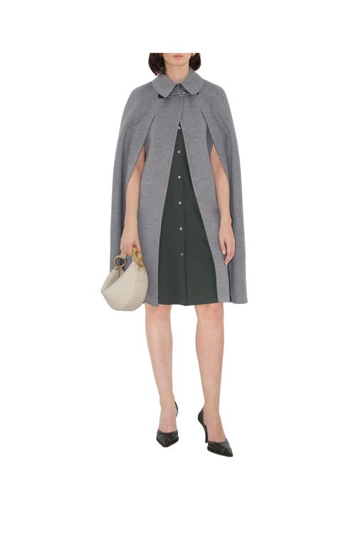 Shop Burberry Wool Cashmere Cape In Iron Grey