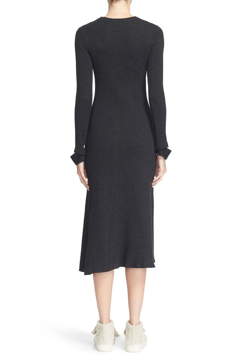 Detached Cuff Rib-Knit Body-Con Dress, Alternate, color, HEATHER GREY