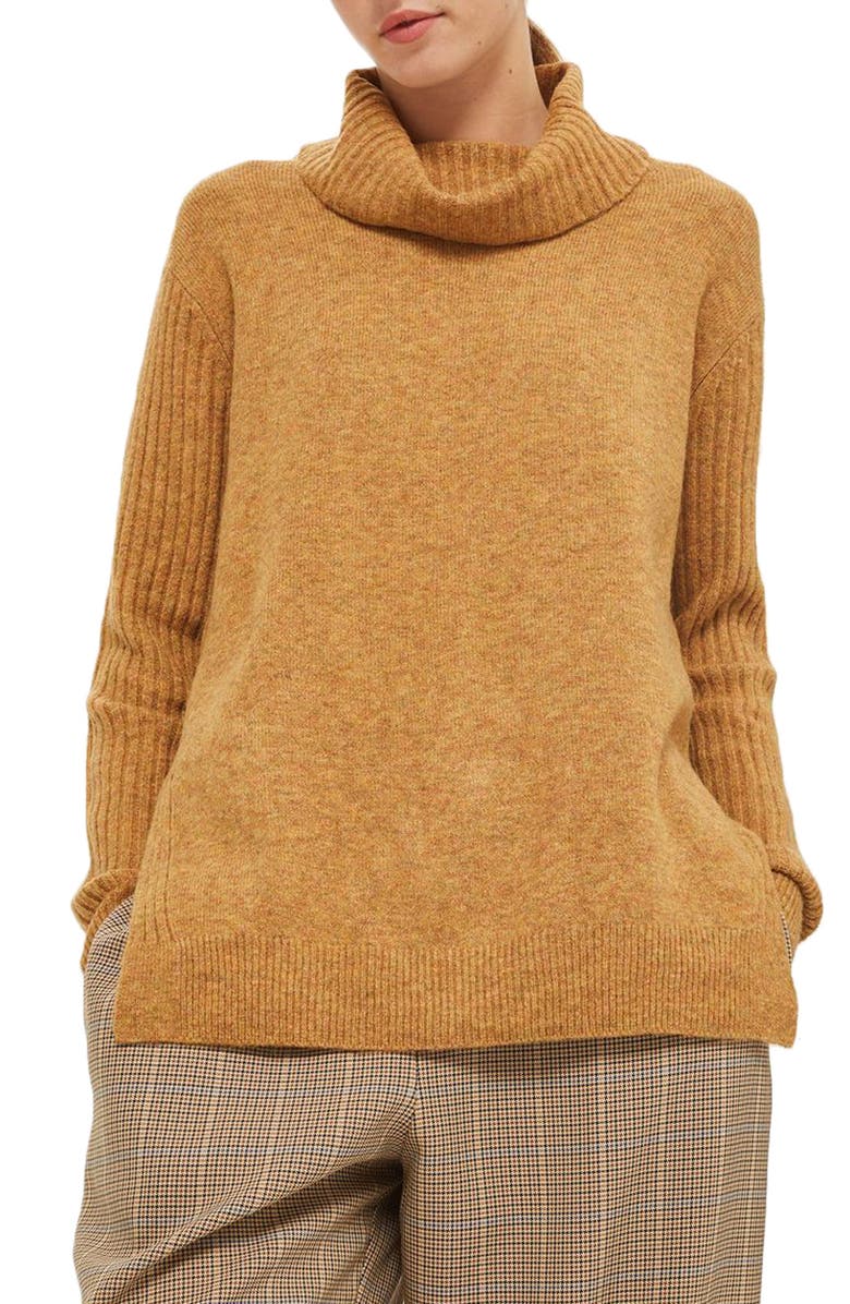 Topshop Oversize Turtleneck Sweater, Main, color,