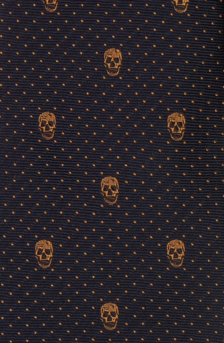 McQueen Alexander McQueen Skull Silk Tie, Alternate, color, Mid Blue/ Gold