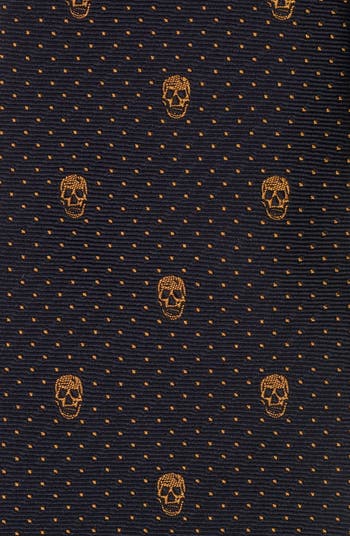 【送料&関税込】Alexander McQueen Skull Embroidered Tie-dyed Alexander Mcqueen Skull jacquard silk tie - Black