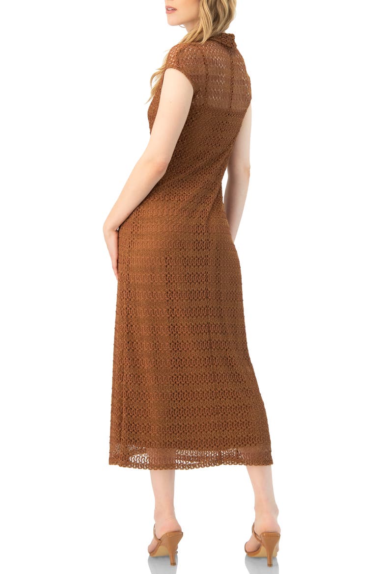 Long Knitted Off-Shoulder Dress, Alternate, color, Brown