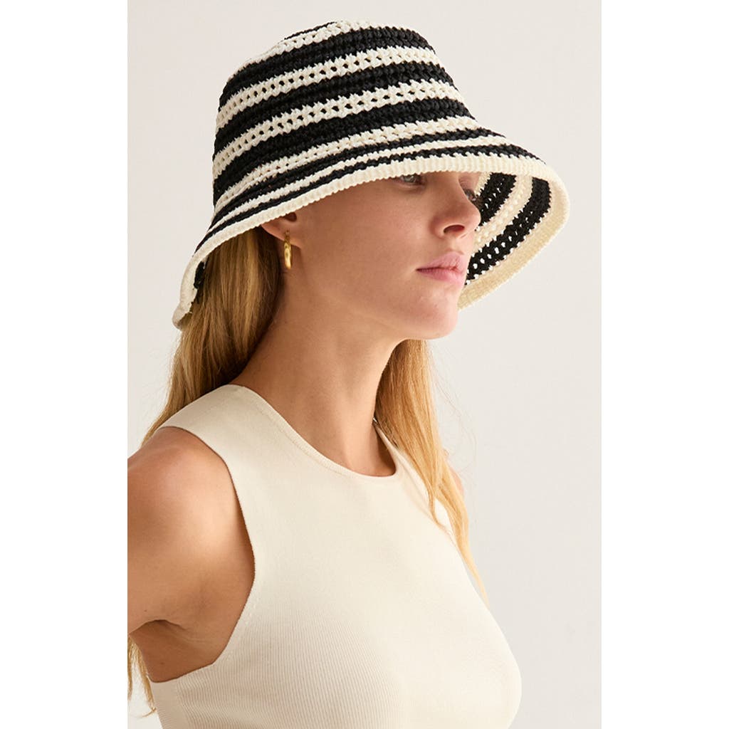 Crescent Striped Weave Hat In Multi