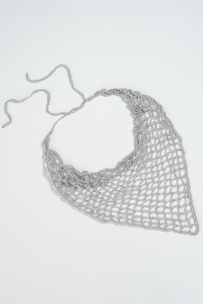 Bohemian Crochet Headscarf - Silver - Smal, Alternate, color, Silver