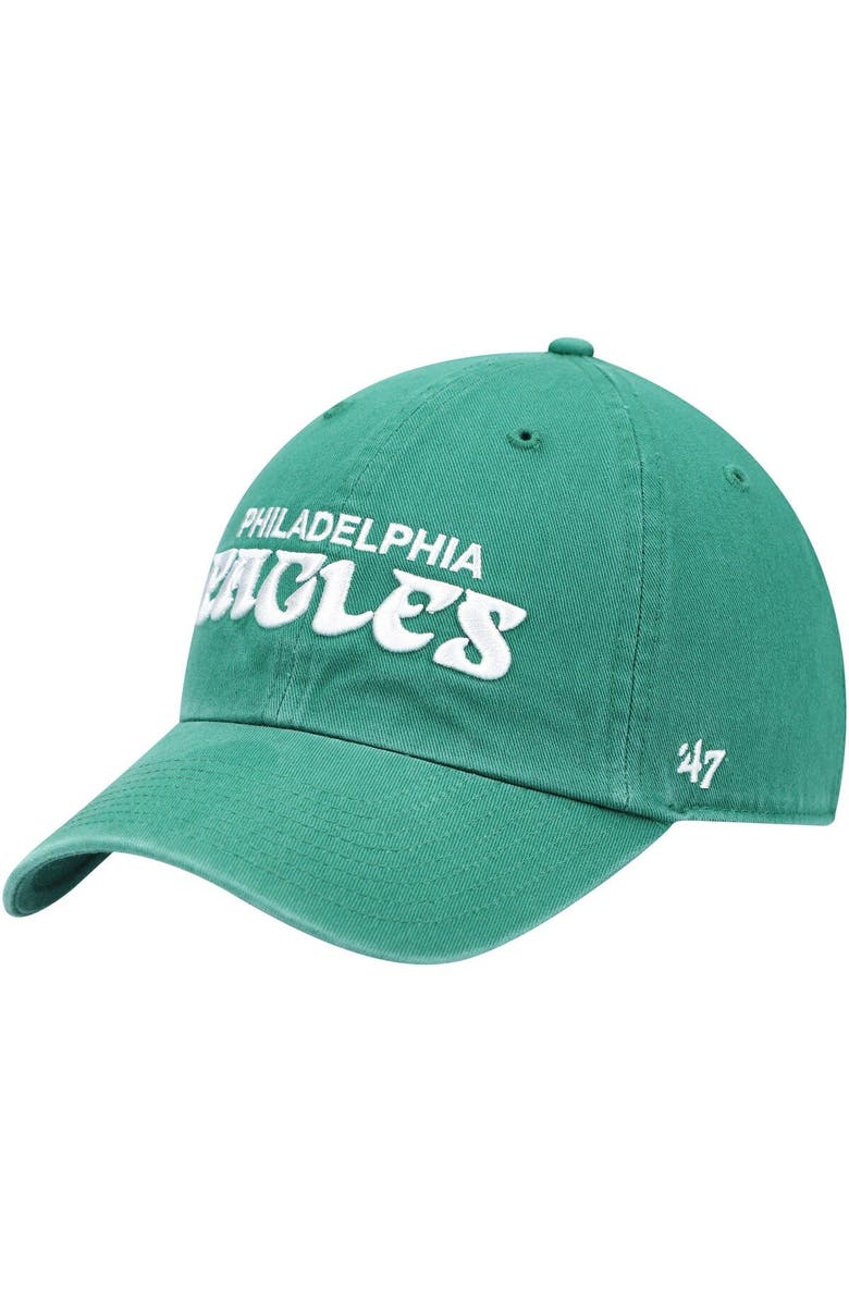 '47 Men's '47 Kelly Green Philadelphia Eagles Clean Up Script Adjustable Hat, Main, color, 
