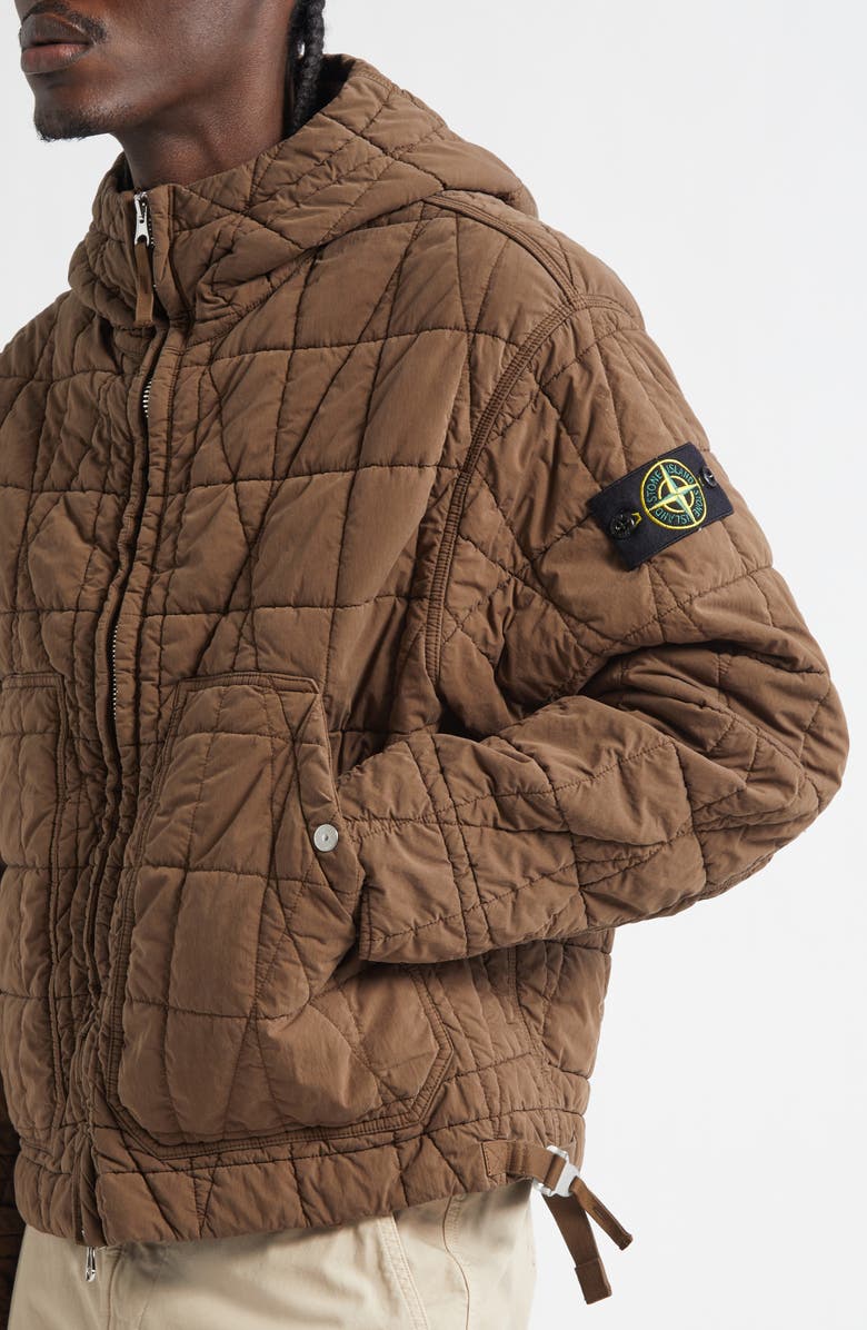 Stone Island Short Cotton & Nylon Parka, Alternate, color, Umber