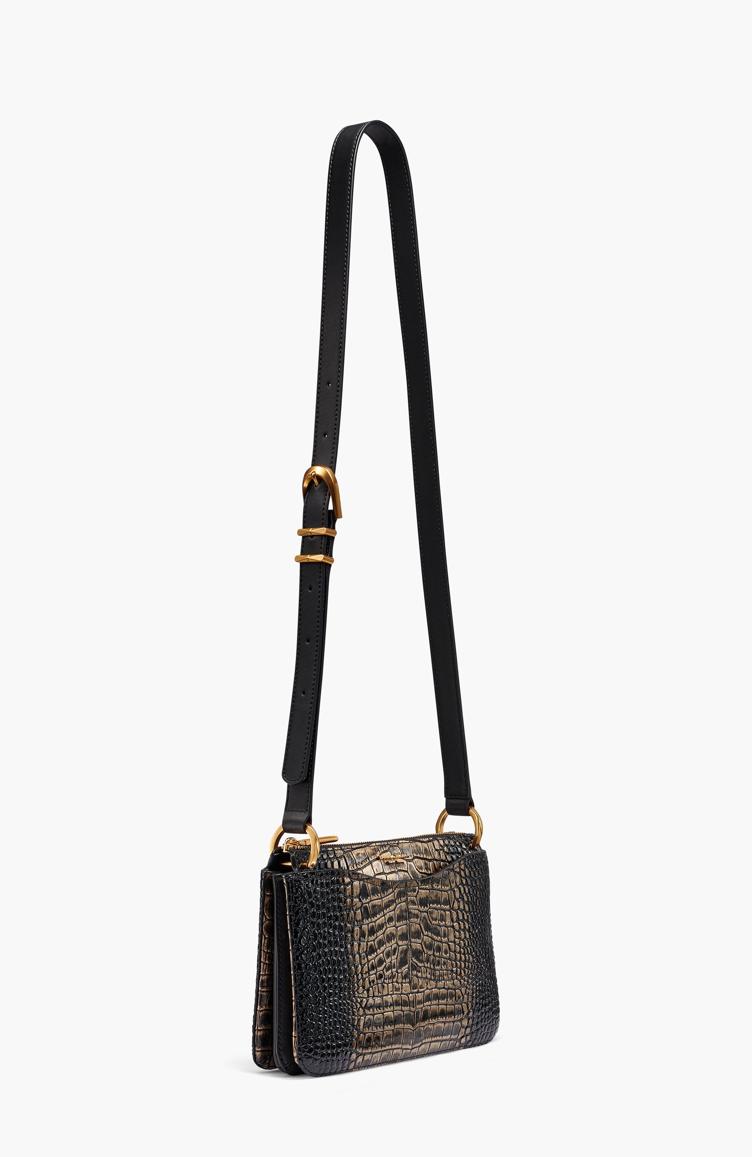 Donna Karan New York Glenwood Metallic Croco Crossbody, Alternate, color, Metallic Croc
