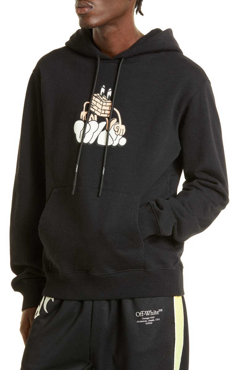 Off-White Gender Inclusive Brick Cotton Graphic Hoodie, Alternate, color,