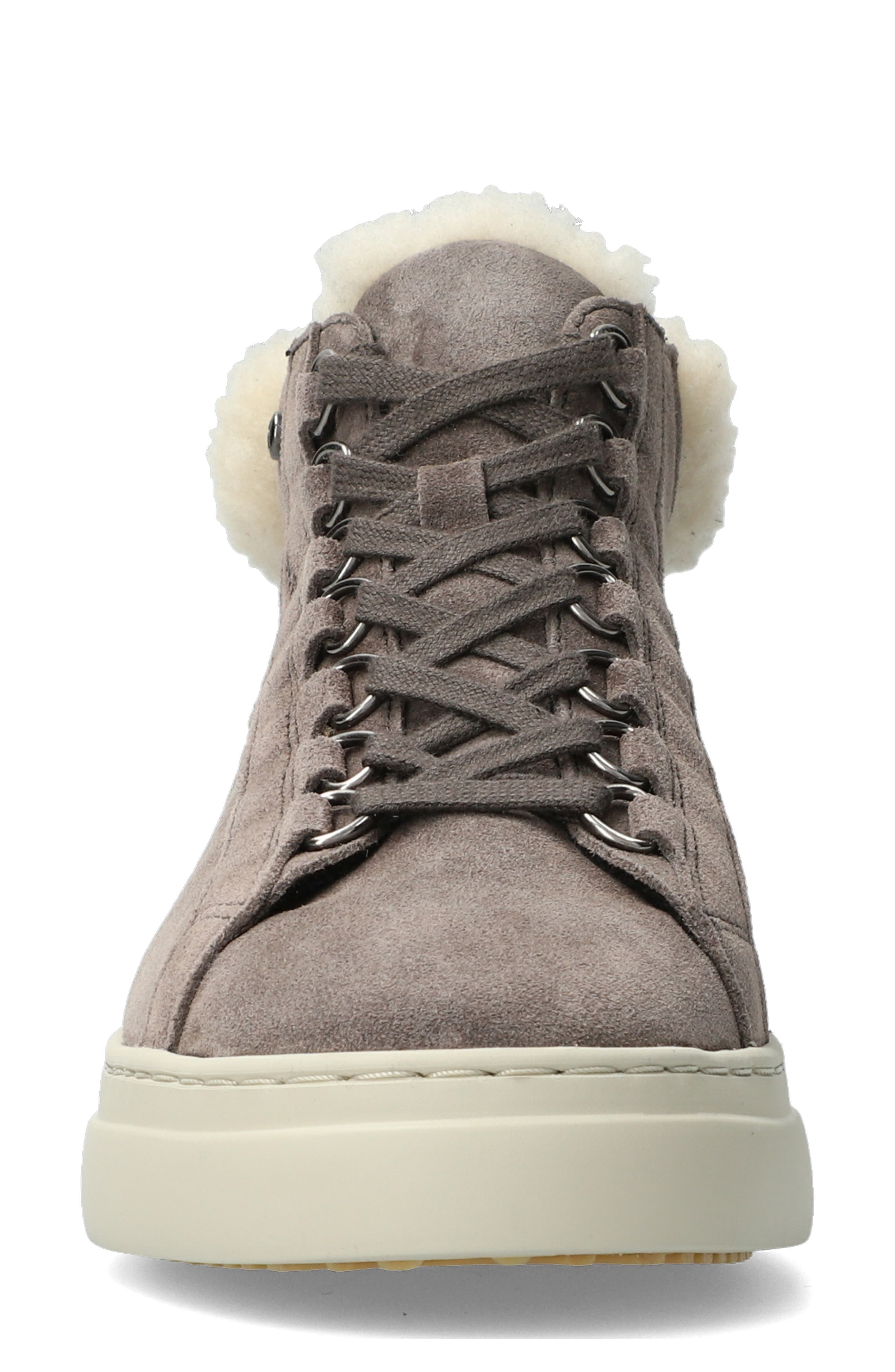 Dolie Genuine Shearling Lace-Up Sneaker, Alternate, color, DARK GREY VL3652