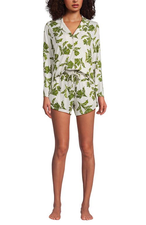Lands' End Cooling 3 Piece Pajama Set In Green