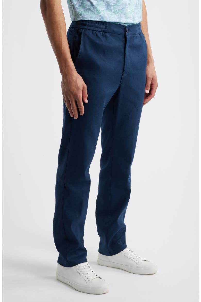 Tristan Stretch Linen & Cotton Drawstring Pants, Alternate, color, NAVY