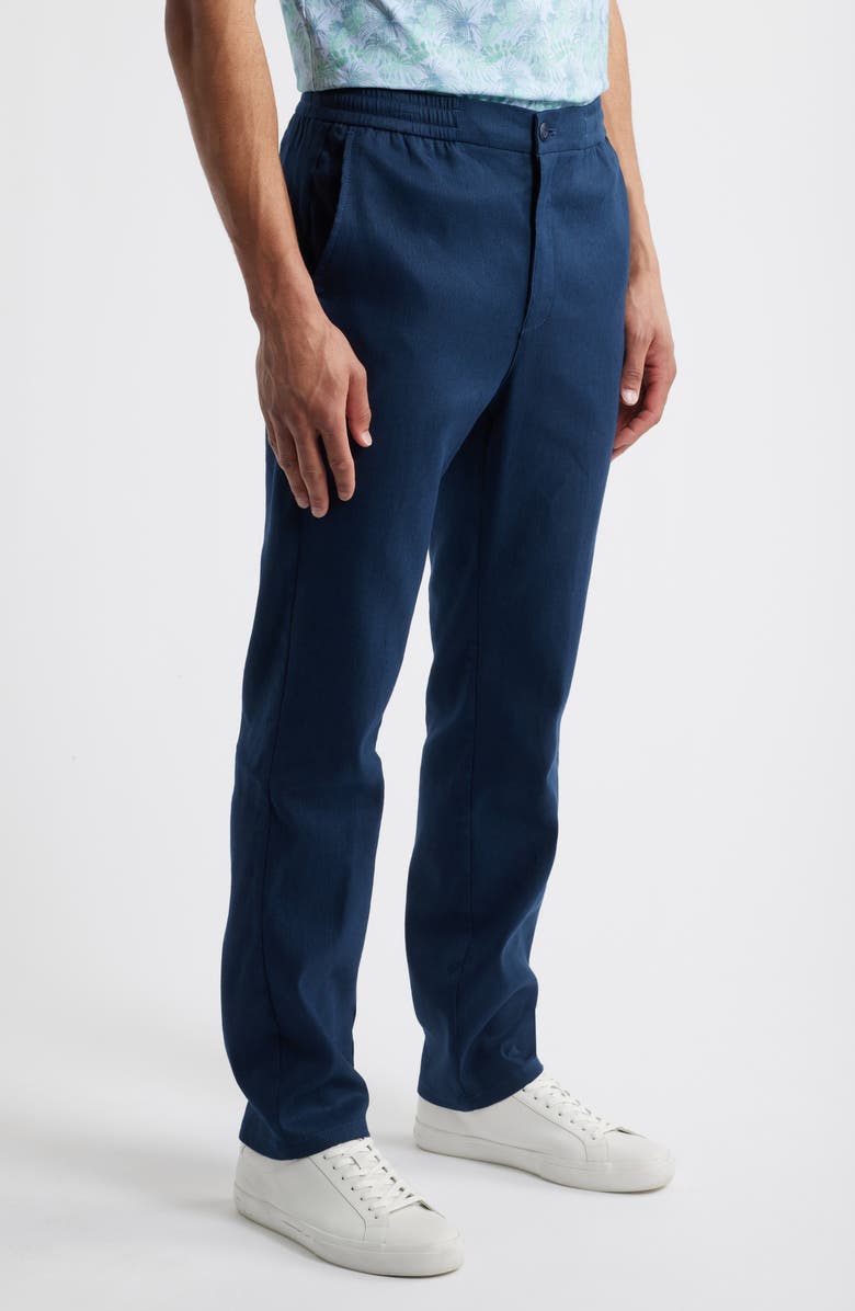 Bugatchi Tristan Stretch Linen & Cotton Drawstring Pants, Alternate, color, Navy