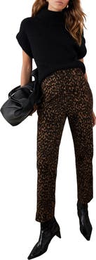 MINT VELVET Leopard Print Velvet Straight Trousers