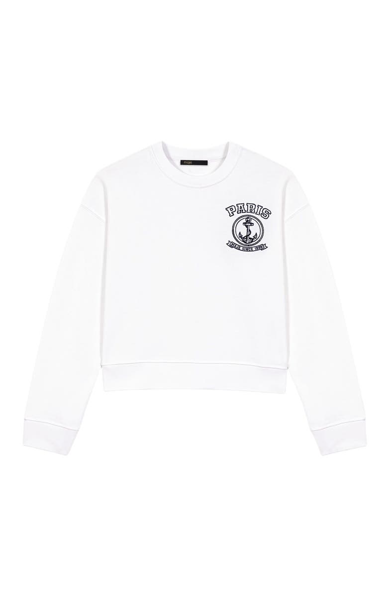 maje Sailor print sweatshirt, Alternate, color, White