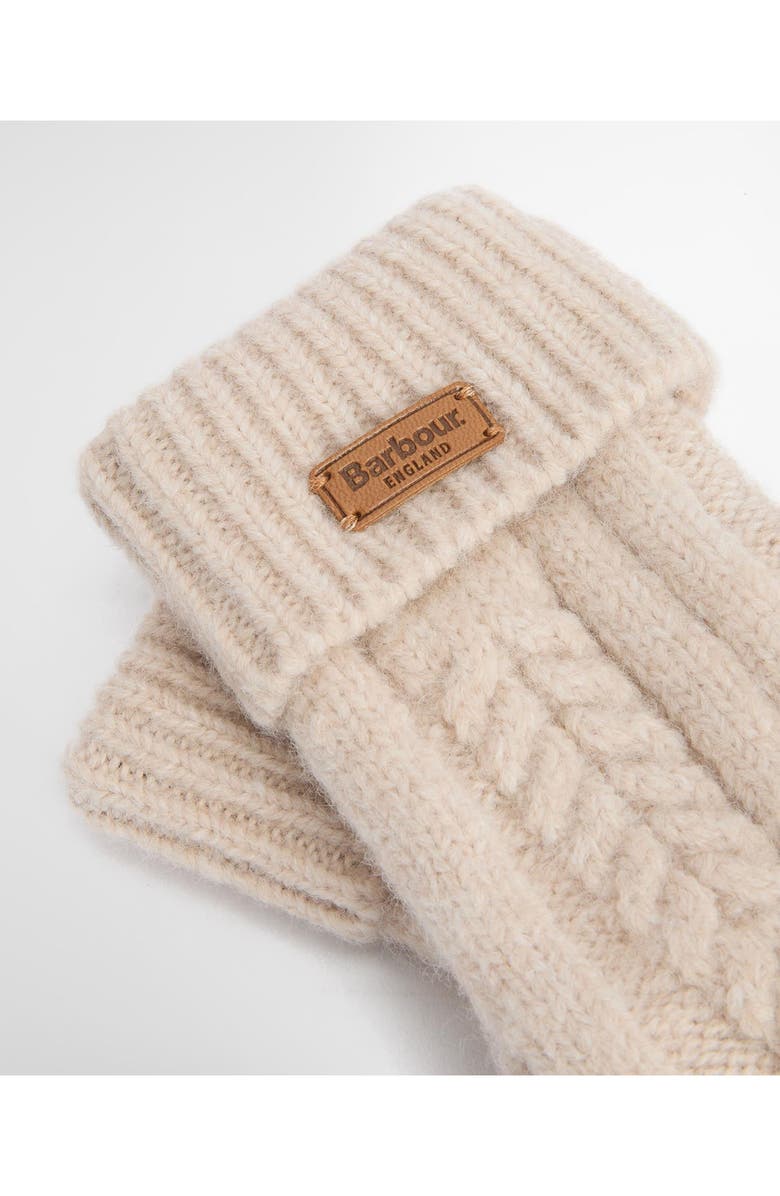 Barbour Elsdon Cable Knit Mittens, Alternate, color, Eggshell