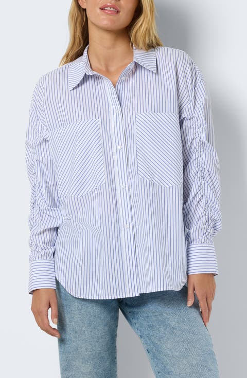 Jada Stripe Cotton Blend Button-Up Shirt