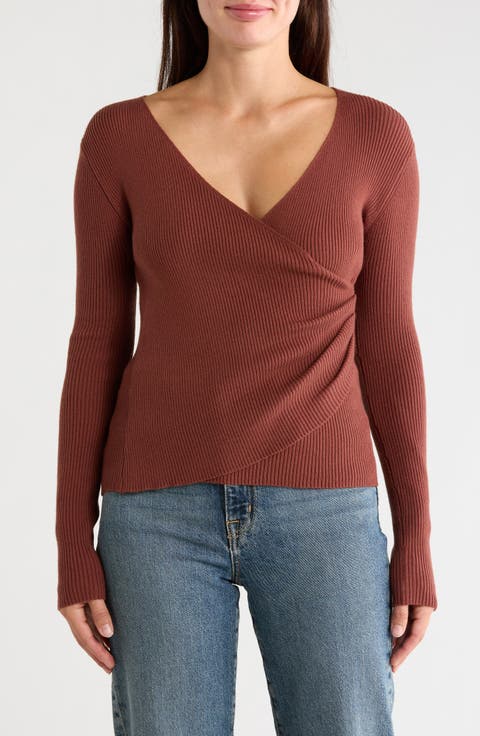 Faux Wrap Knit Sweater