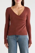 MAX STUDIO Faux Wrap Knit Sweater