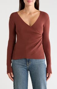 MAX STUDIO Faux Wrap Knit Sweater