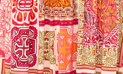 Vince Camuto Mock Neck Tiered Maxi Sundress In Multi