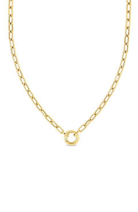 14k Gold Circle Charm Holder Necklace