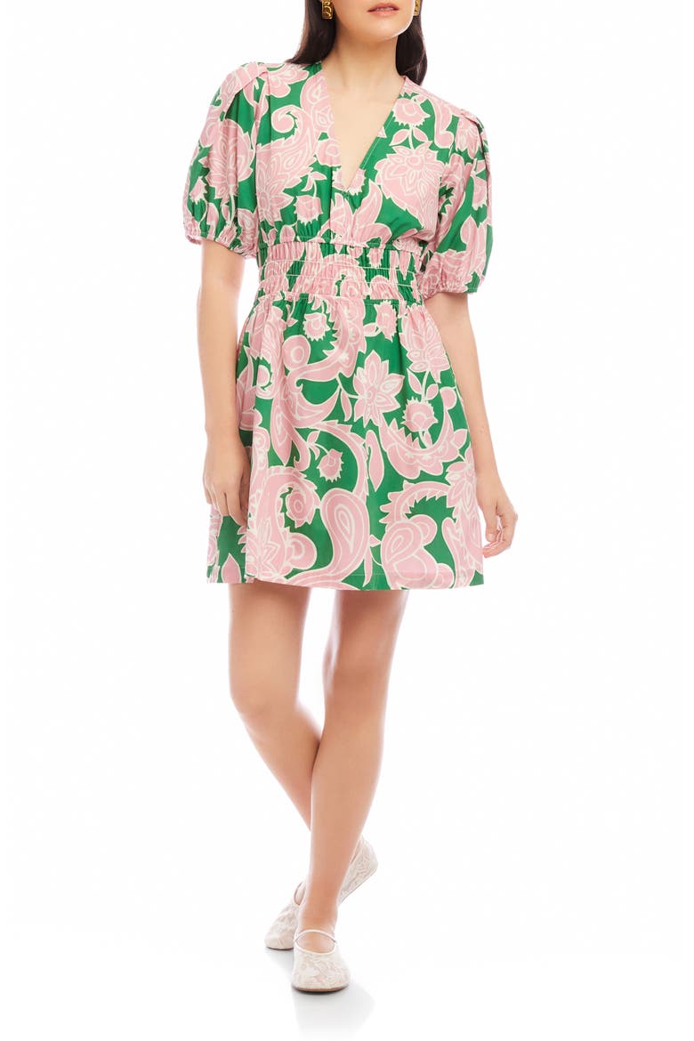 Penelope Shirred Waist Dress, Main, color, PAISLEY