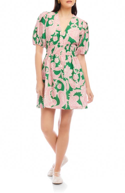Fifteen Twenty Penelope Shirred Waist Mini Dress In Paisley