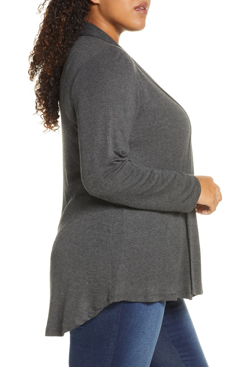 High/Low Cardigan, Alternate, color, CHARCOAL