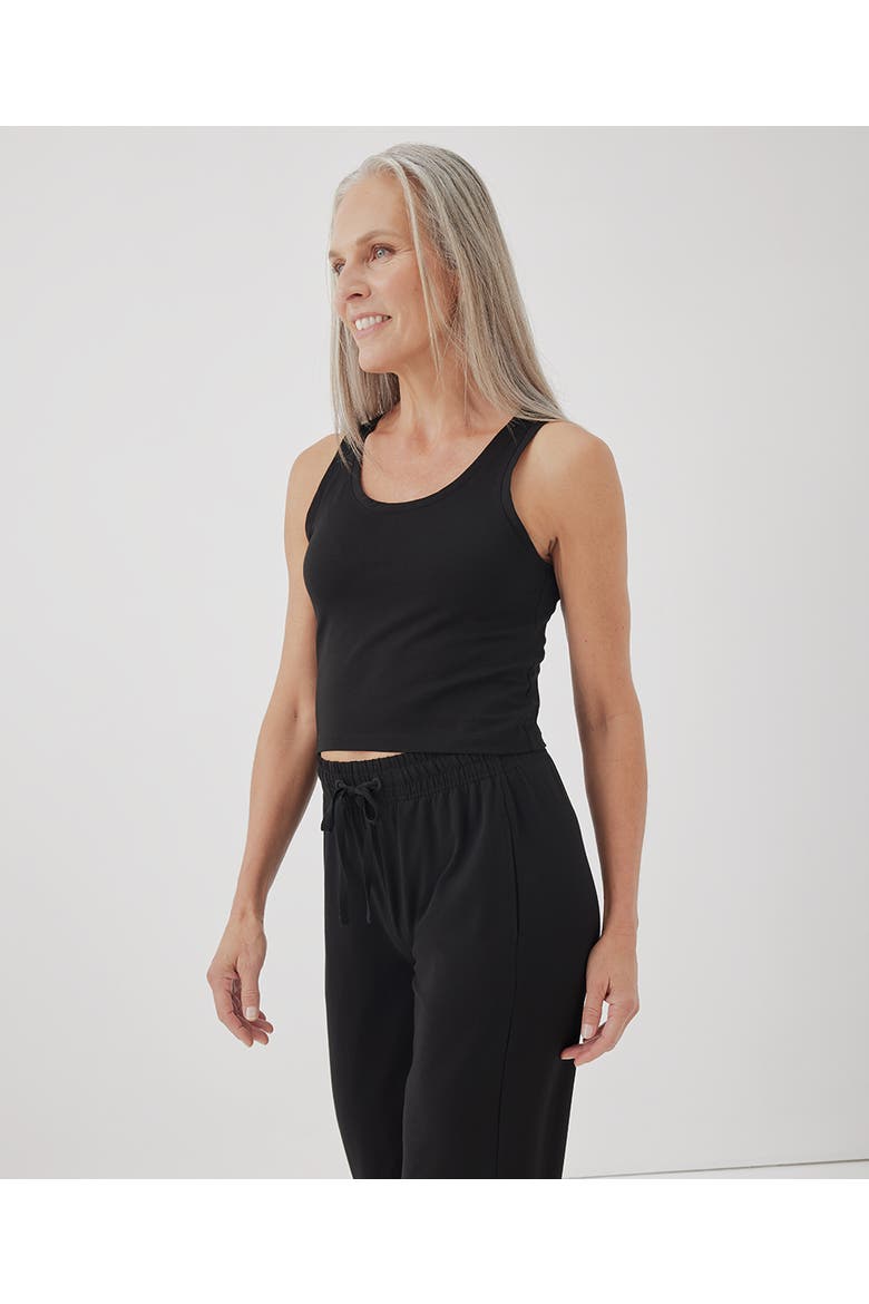 Organic Cotton Cool Stretch Fitted Lounge Tank, Alternate, color, Black