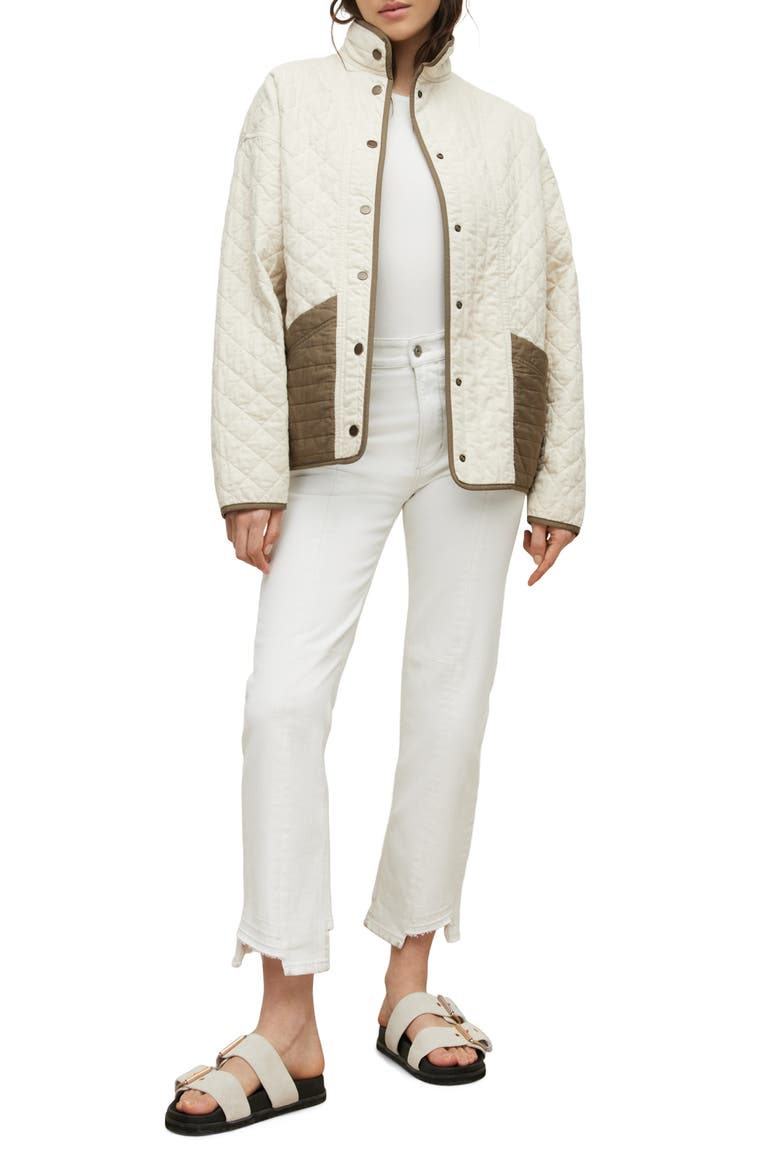 Madison Reversible Quilted Cotton Jacket, Alternate, color, WHITE/ KHAKI