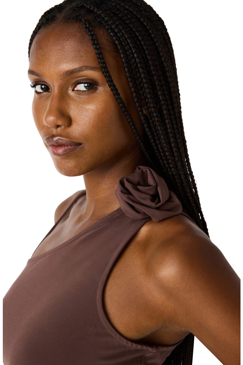 Hadleigh Asymmetric Ruched Tank, Alternate, color, WALNUT