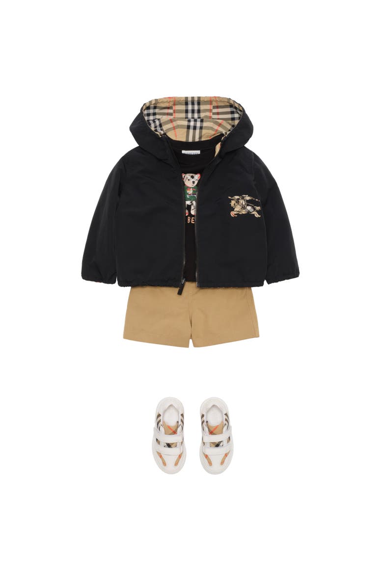 Reversible Check Hooded Jacket, Alternate, color, Sand beige
