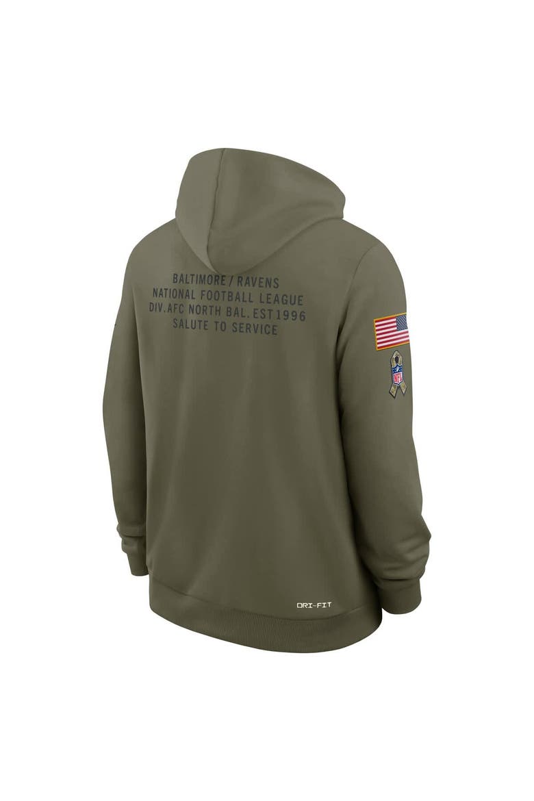 Men's Nike Olive Baltimore Ravens 2025 Salute to Service Sideline Standard Issue Dri-FIT Hoodie, Alternate, color, Olive