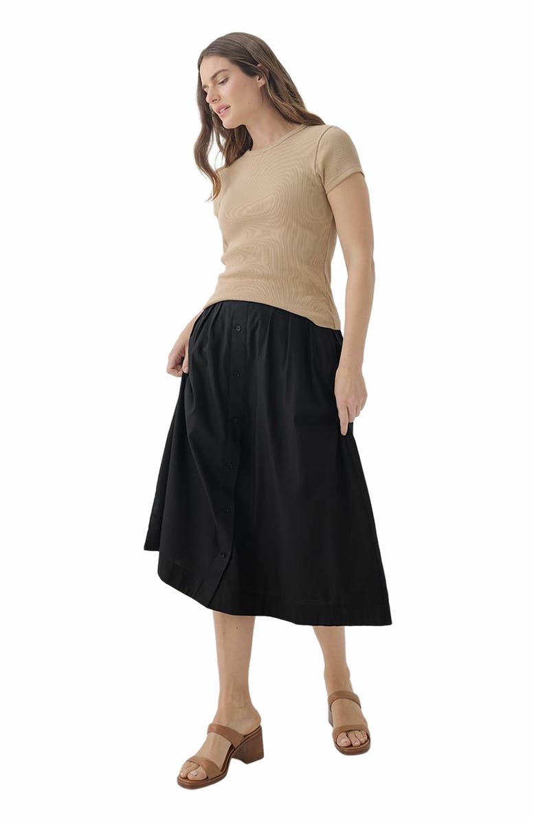 Pact Organic Cotton Sunset Lightweight Cotton Button Skirt, Alternate, color,
