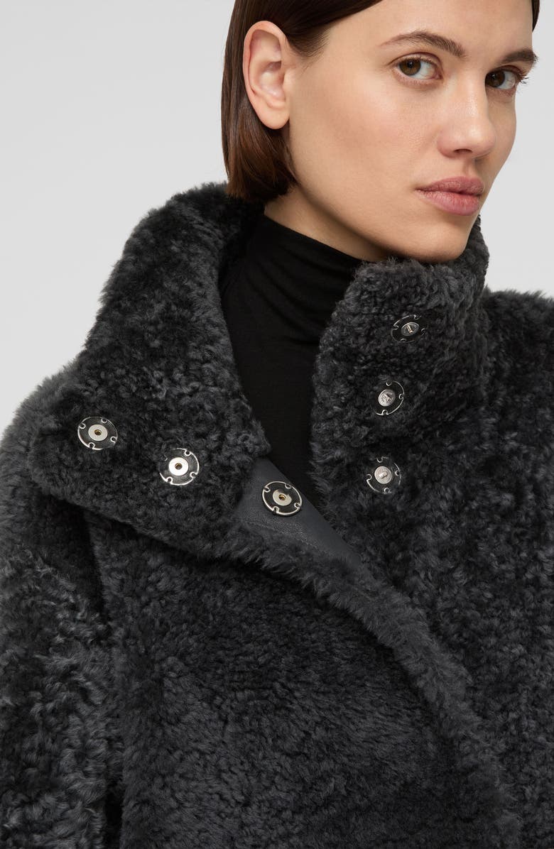 Lafayette 148 New York Reversible Genuine Shearling Coat, Alternate, color, Graphite/ Black