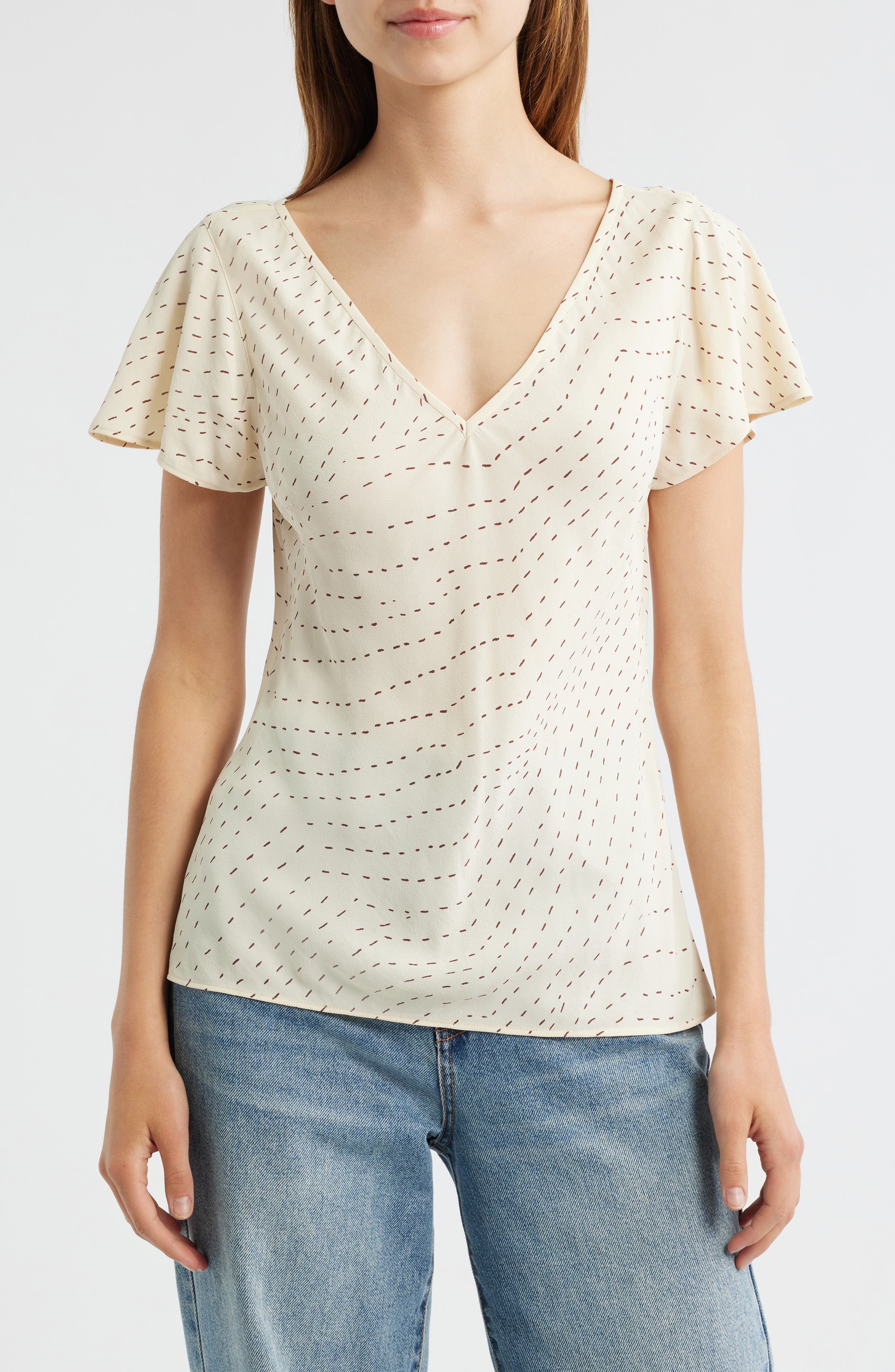 rag & bone Yvonne Print Flutter Sleeve Top