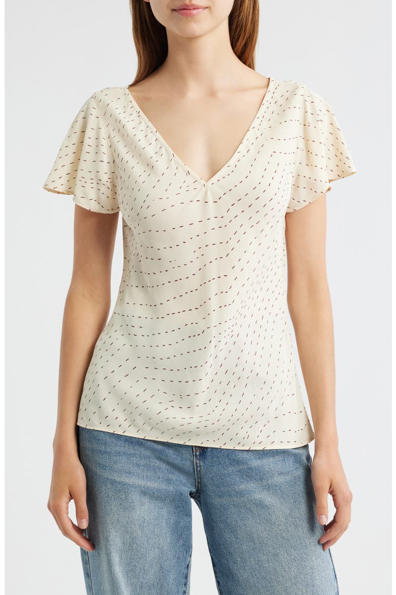 Yvonne Print Flutter Sleeve Top, Main, color, IVRPR