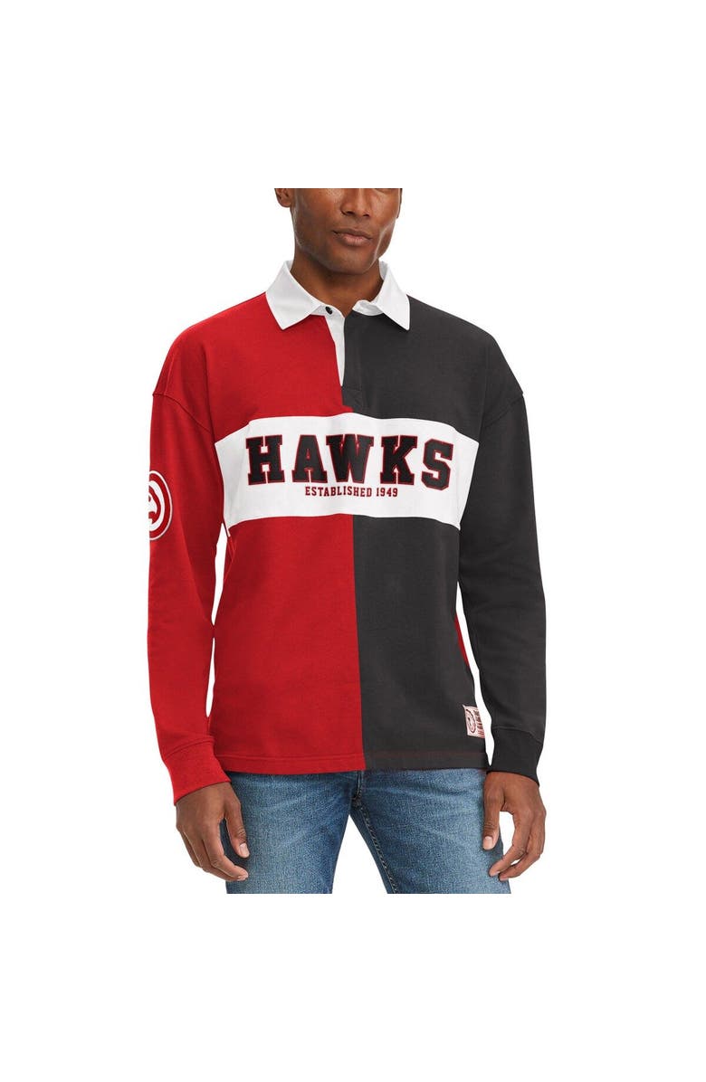 TOMMY JEANS Men's Tommy Jeans Red/Black Atlanta Hawks Ronnie Rugby Long Sleeve T-Shirt, Main, color, Red