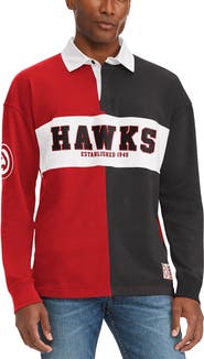 TOMMY JEANS Men's Tommy Jeans Red/Black Atlanta Hawks Ronnie Rugby Long Sleeve T-Shirt