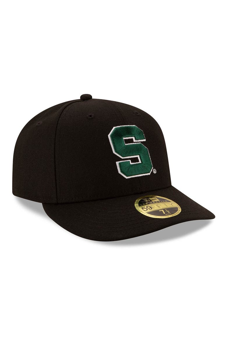 Men's New Era Black Michigan State Spartans Basic Low Profile 59FIFTY Fitted Hat, Alternate, color, BLACK