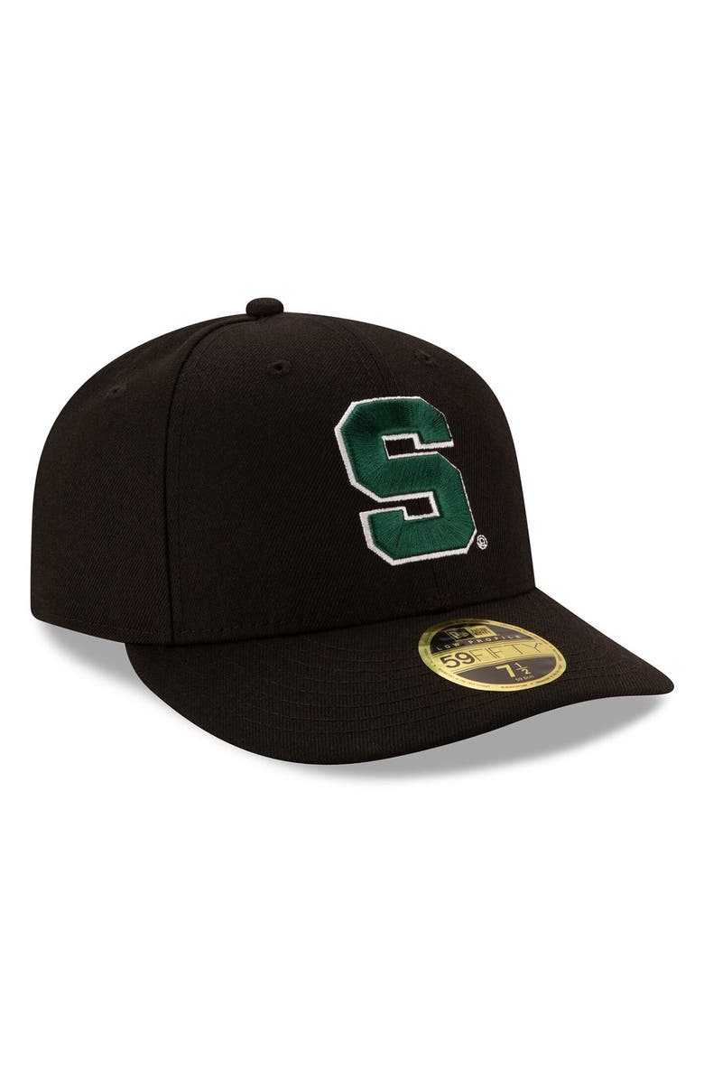 New Era Men's New Era Black Michigan State Spartans Basic Low Profile 59FIFTY Fitted Hat, Alternate, color,