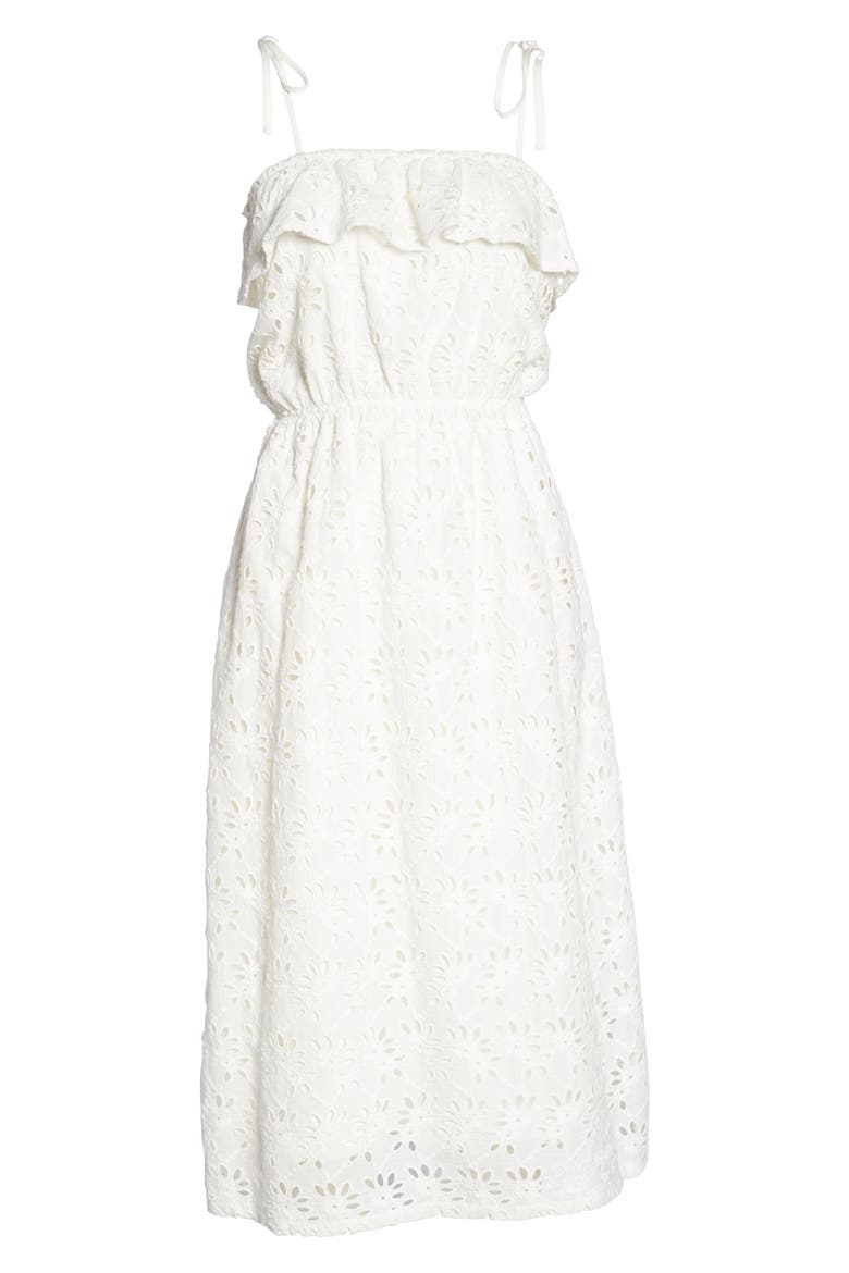 Ruffle Broderie Anglaise Sundress, Alternate, color, OFF-WHITE