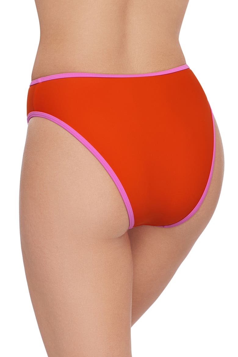 Cheeky High Leg High Waist Bikini Bottom, Alternate, color, Baby Binding Red