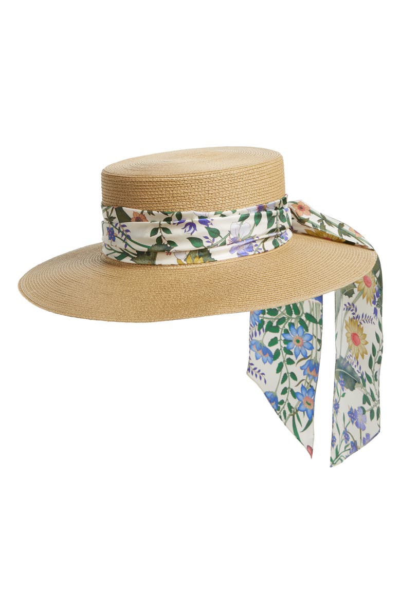 Gucci Alba Straw Hat, Main, color, 