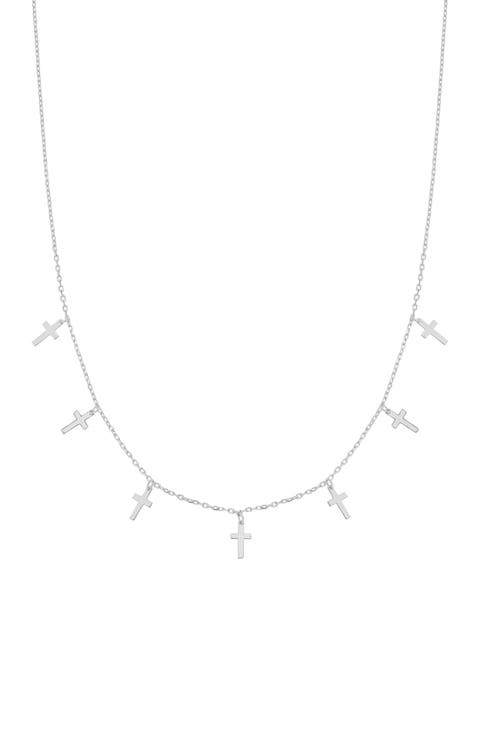 Sterling Silver 18k Gold Plated Brianna Cross Necklace Trendy Style